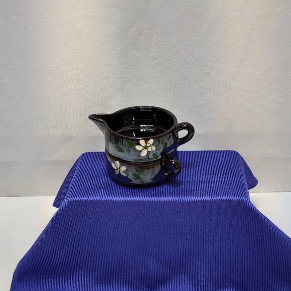 Ceramic Cream & Sugar Set Floral Design Hand-Painted Top Part Of A Tea Pot Set - Picture 2 of 7